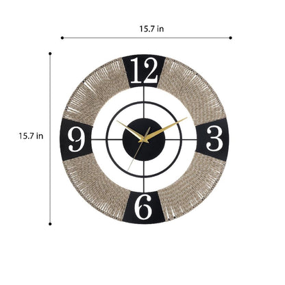 DFOLS Aeon Jute Metal Wall Clock – Black 16 Inch