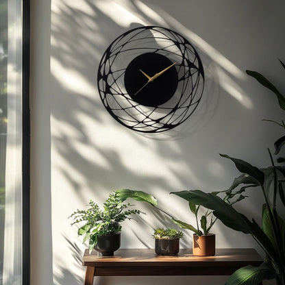 DFOLS Astralis Metal Wall Clock – Abstract Black 16 Inch