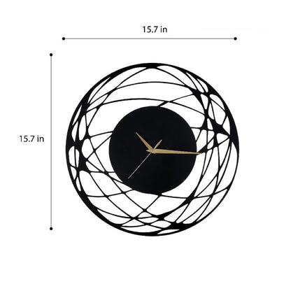 DFOLS Astralis Metal Wall Clock – Abstract Black 16 Inch