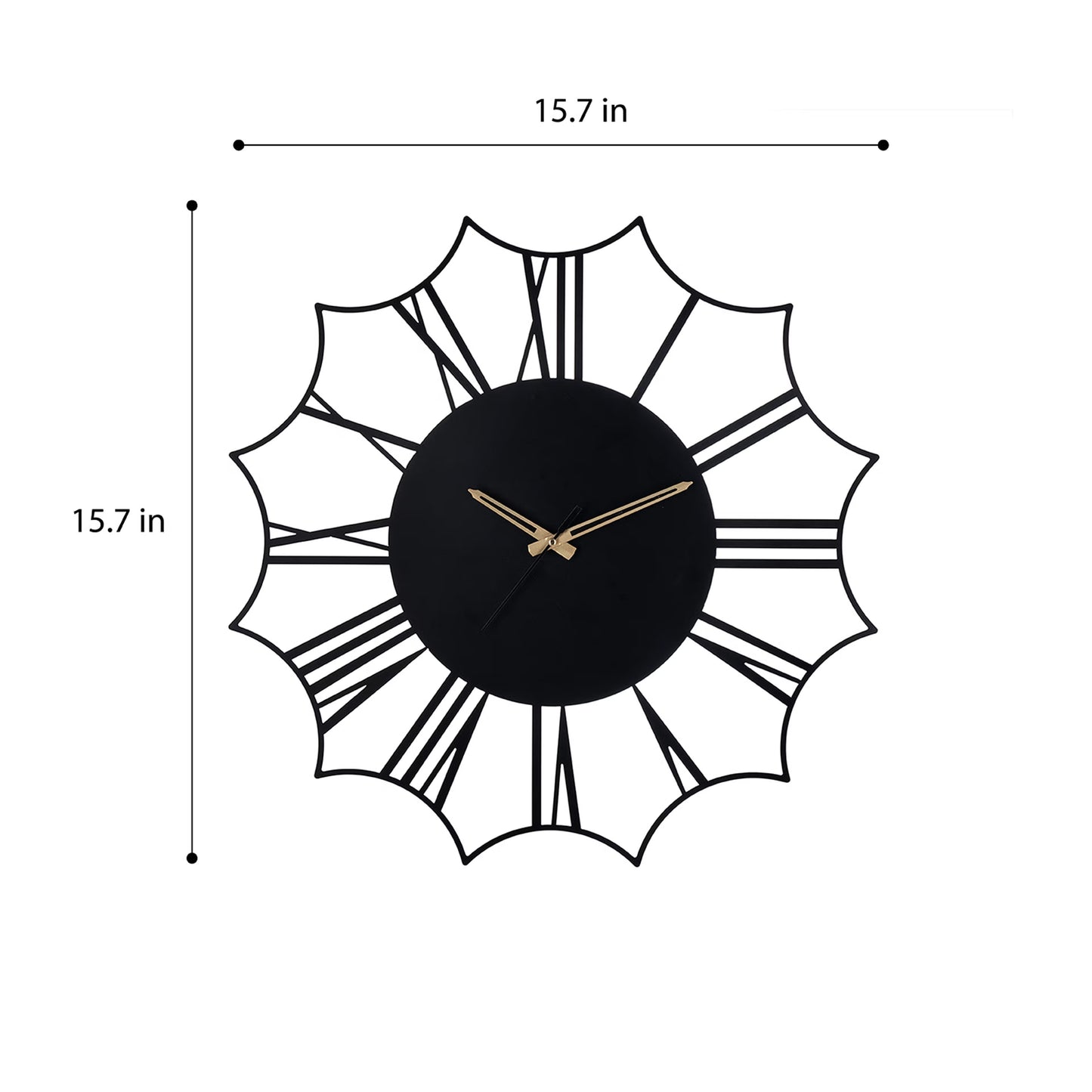 DFOLS Augustus Modern Metal Analog Wall Clock – Black 16 Inch