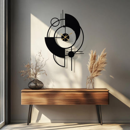 DFOLS Eclipse Abstract Metal Wall Clock – Black 30 Inch