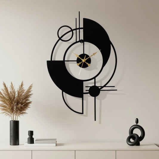 DFOLS Eclipse Abstract Metal Wall Clock – Black 30 Inch