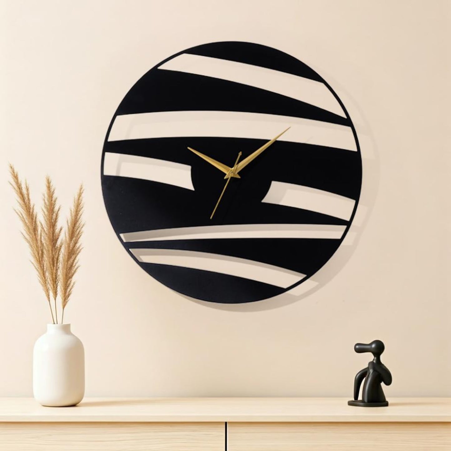 DFOLS Epoch Metal Wall Clock – Abstract Black 16 Inch