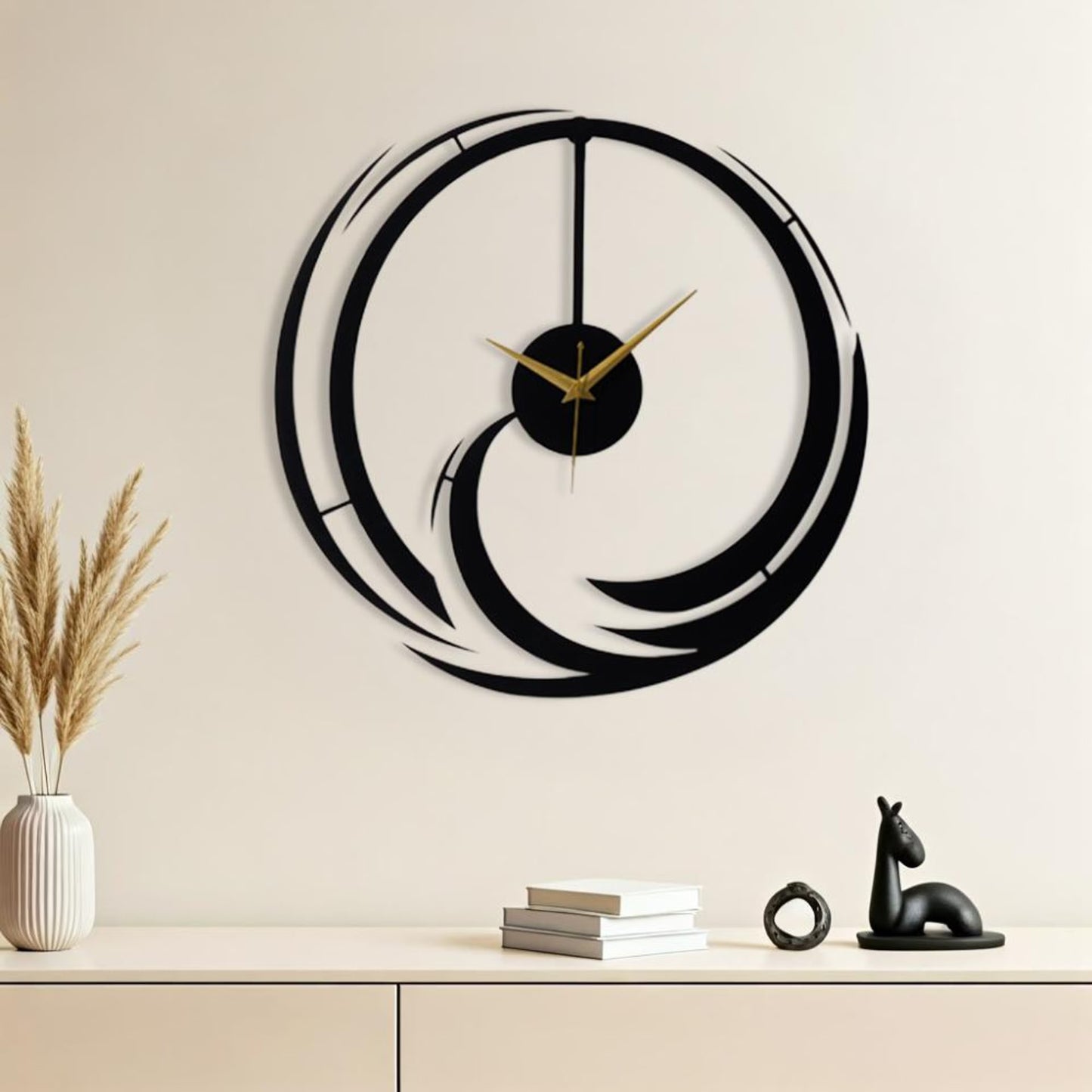 DFOLS Eternia Abstract Metal Wall Clock – Black 16 Inch