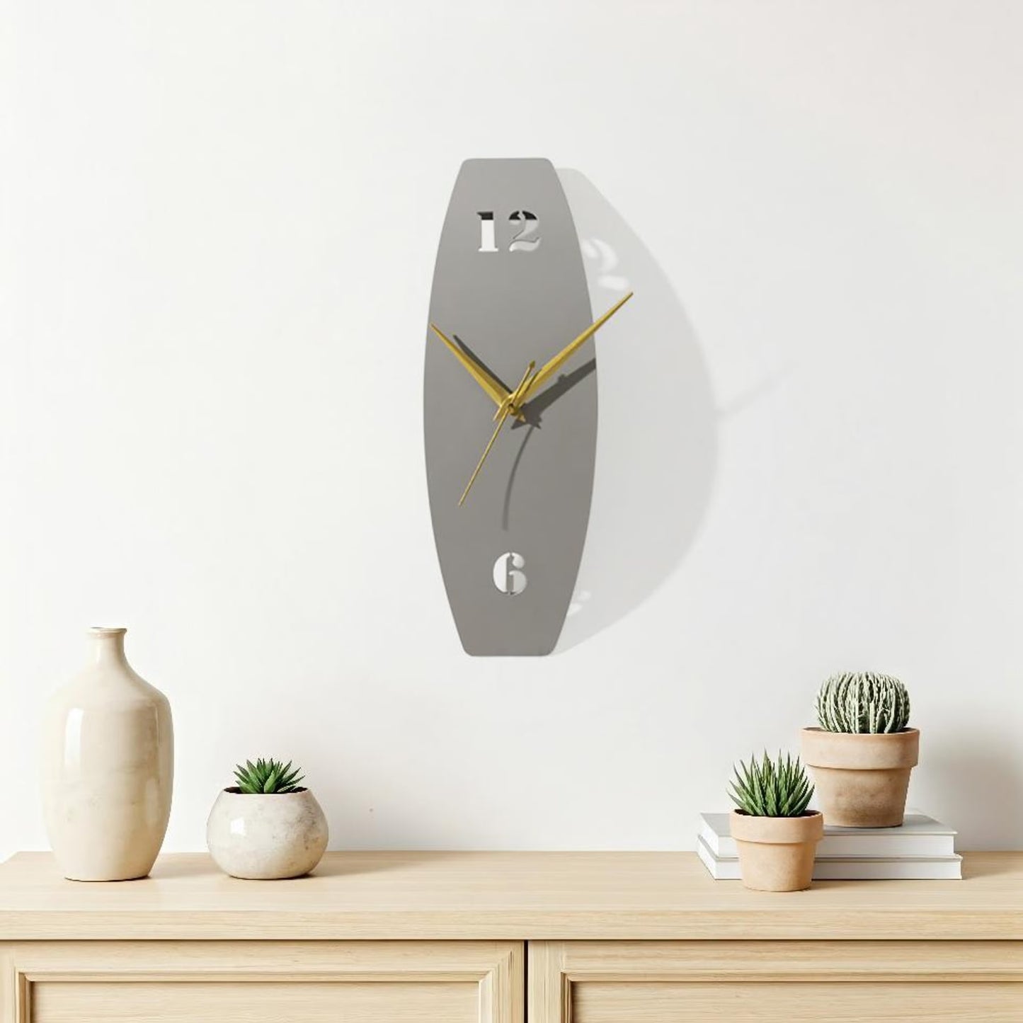 DFOLS Fleur Metal Wall Clock – Minimal Grey 18 Inch