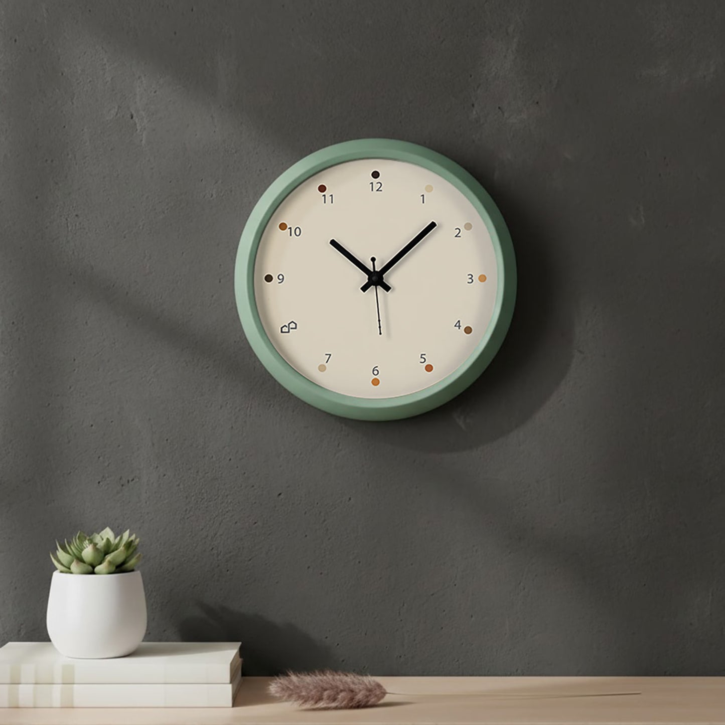 DFOLS Pastell Matte Analog Wall Clock – Green 12 Inch