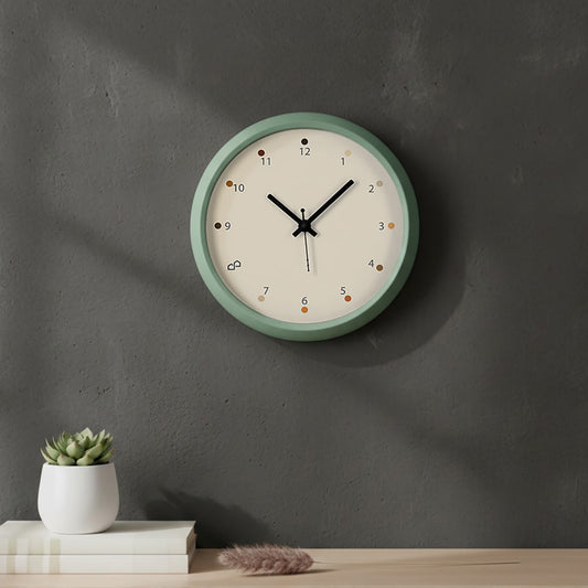 DFOLS Pastell Matte Analog Wall Clock – Green 12 Inch