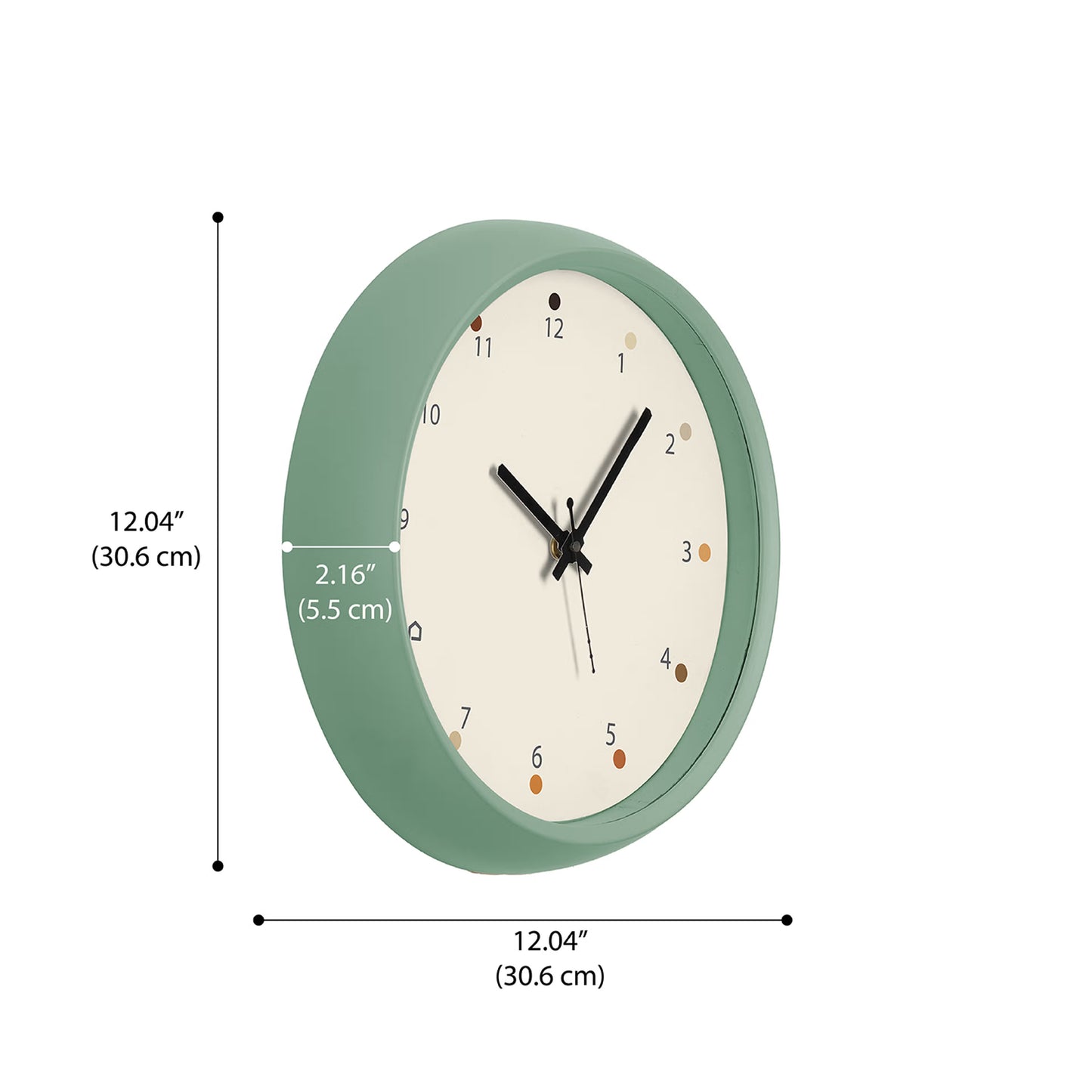 DFOLS Pastell Matte Analog Wall Clock – Green 12 Inch