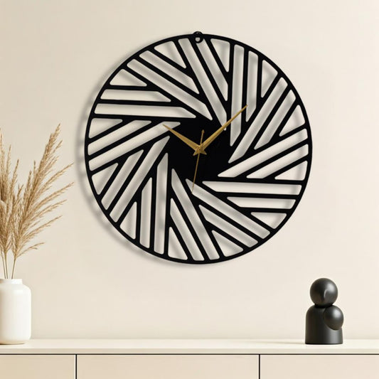 DFOLS Mistral Abstract Metal Wall Clock – Black 16 Inch