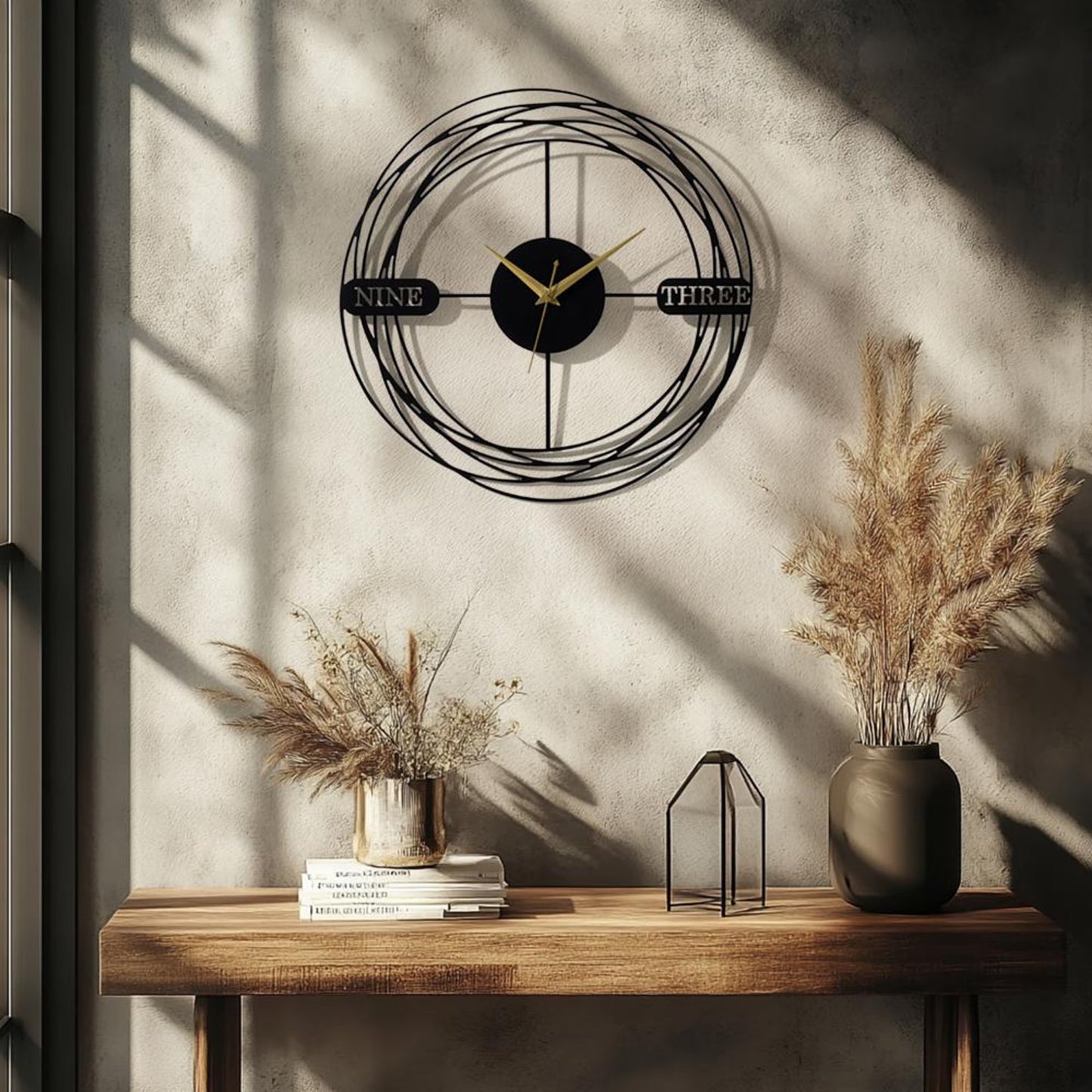 DFOLS Nebula Metal Wall Clock – Modern Black 16 Inch