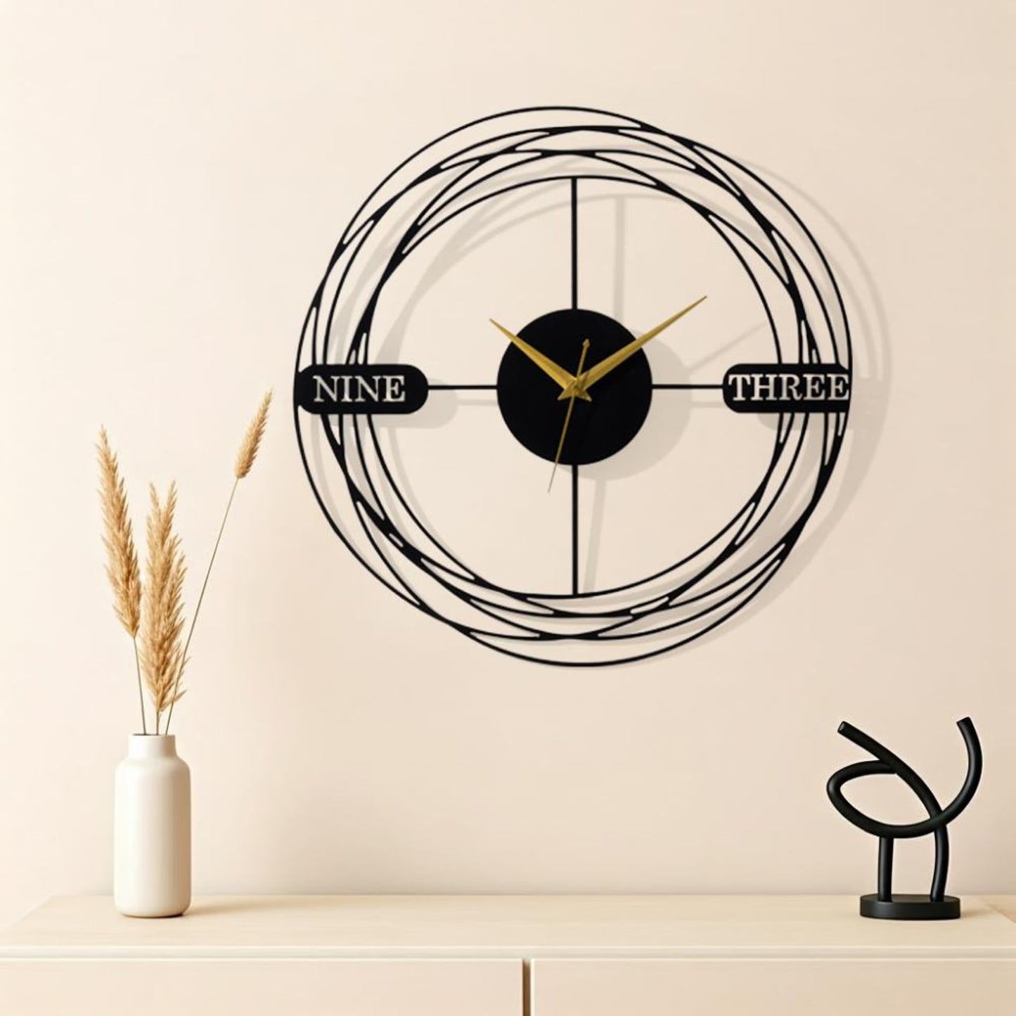 DFOLS Nebula Metal Wall Clock – Modern Black 16 Inch