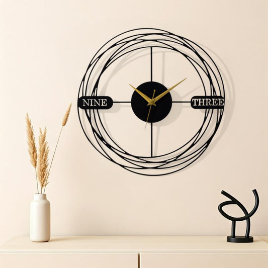 DFOLS Nebula Metal Wall Clock – Modern Black 16 Inch