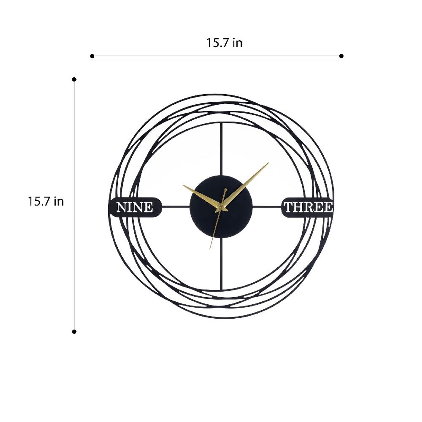 DFOLS Nebula Metal Wall Clock – Modern Black 16 Inch