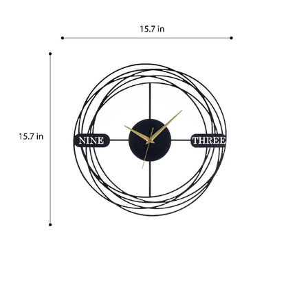 DFOLS Nebula Metal Wall Clock – Modern Black 16 Inch