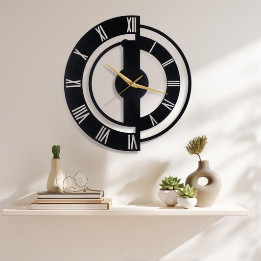 DFOLS Shadowfall Modern Metal Wall Clock – Black 20 Inch