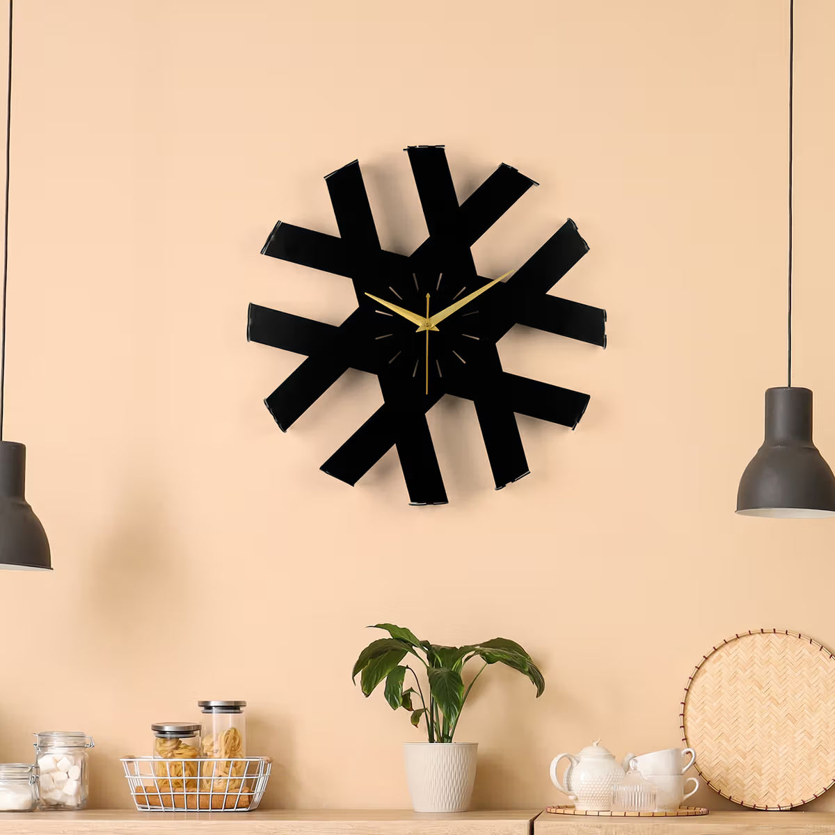 DFOLS Tempo Modern Metal Analog Wall Clock – Black Finish 20 Inch