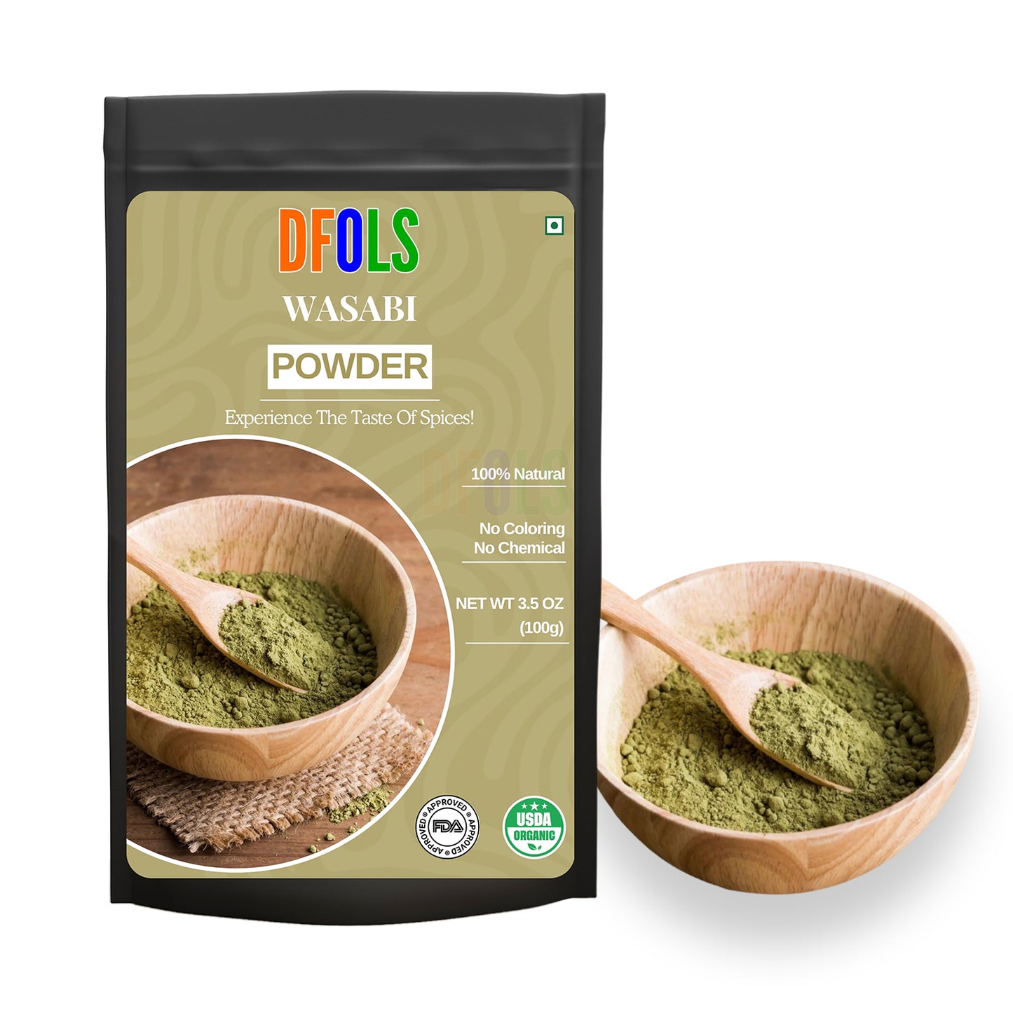 Japanese Wasabi Powder for Sushi – Pure Wasabia Japonica, Gluten-Free, Vegan | Authentic Wasabi Powder for Sushi, Wasabi Paste, Wasabi Mayo & Cooking - DFOLS