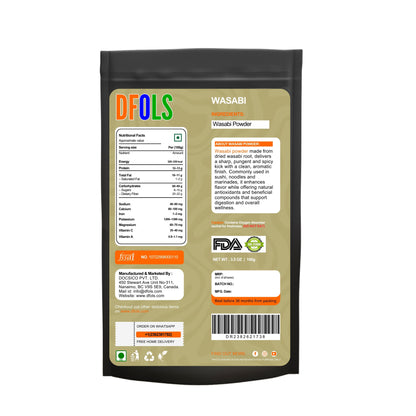 Japanese Wasabi Powder for Sushi – Pure Wasabia Japonica, Gluten-Free, Vegan | Authentic Wasabi Powder for Sushi, Wasabi Paste, Wasabi Mayo & Cooking - DFOLS