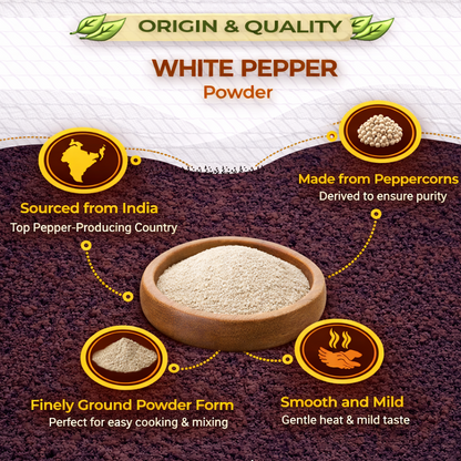 Dfols White Pepper Powder 100g (3.5oz / 0.22lb) Pure Natural Indian Spice – ホワイトペッパー