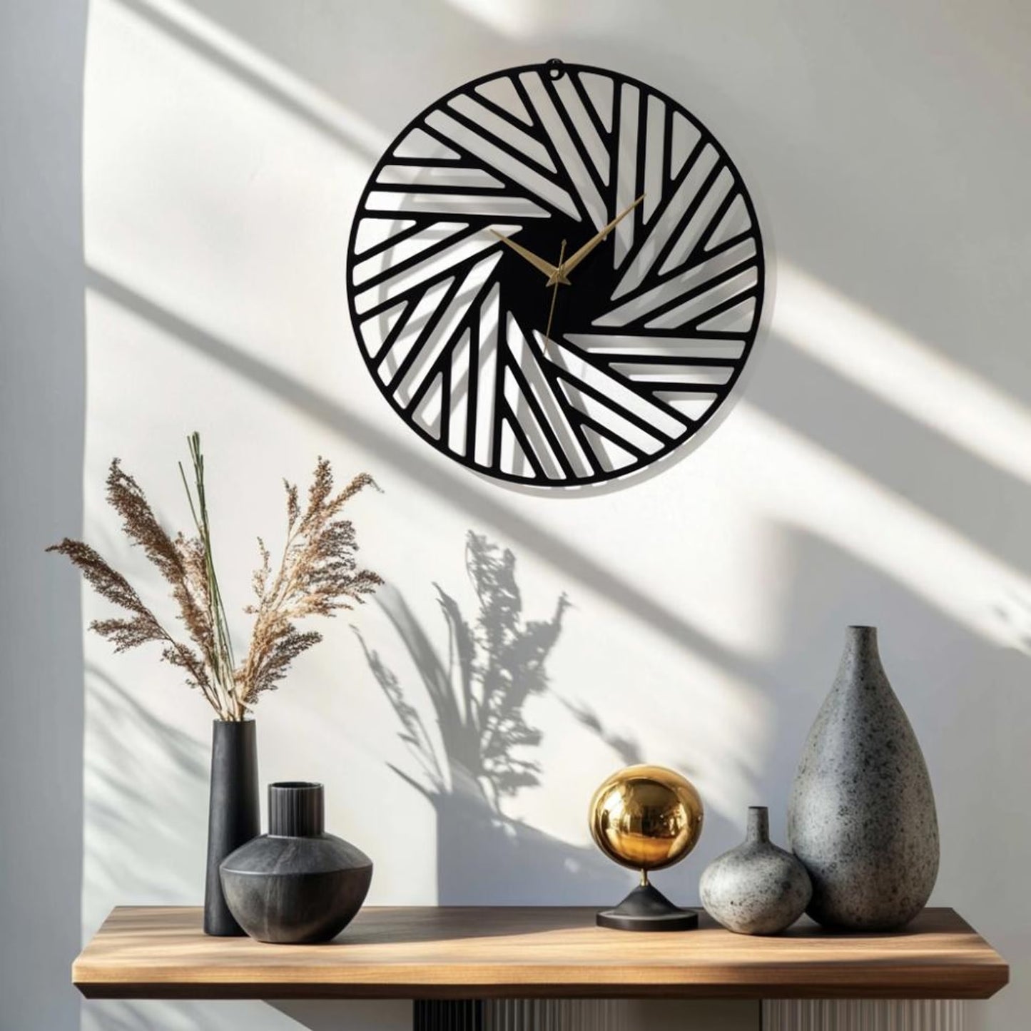 DFOLS Mistral Abstract Metal Wall Clock – Black 16 Inch
