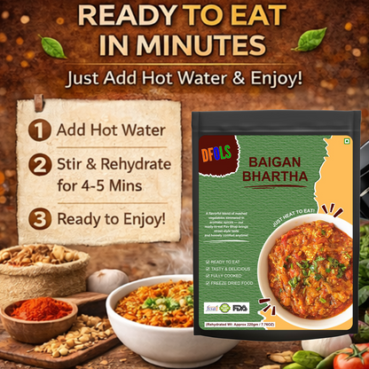 Baingan Bharta | Classic Indian Roasted Brinjal Curry | Microwaveable Ready Meal | Vegetarian | Rich Smoky Flavor | Authentic Home-Style Taste