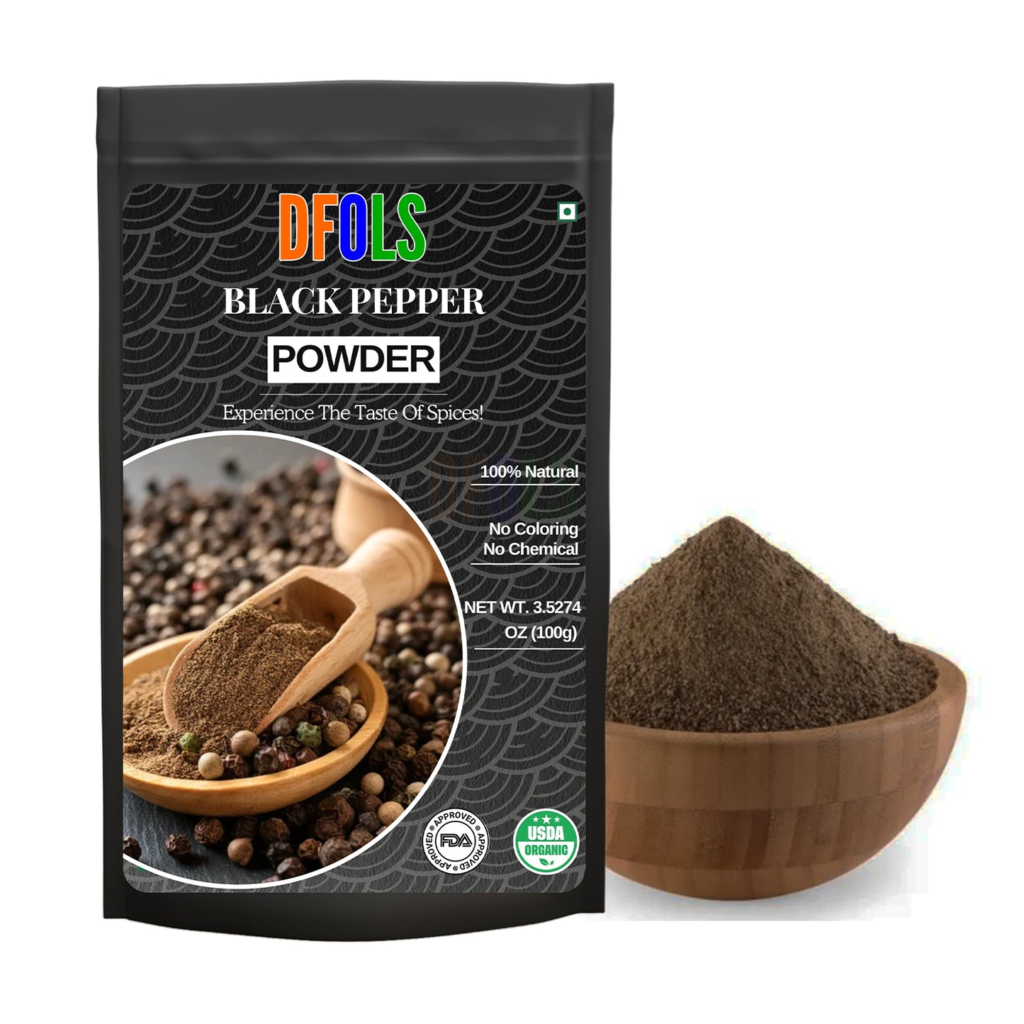 Fine Ground Black Pepper Powder – Strong Aroma & Bold Flavour | Great for Curries, BBQ, Sauces, Soups & Everyday Seasoning - DFOLS