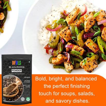 Fine Ground Black Pepper Powder – Strong Aroma & Bold Flavour | Great for Curries, BBQ, Sauces, Soups & Everyday Seasoning - DFOLS