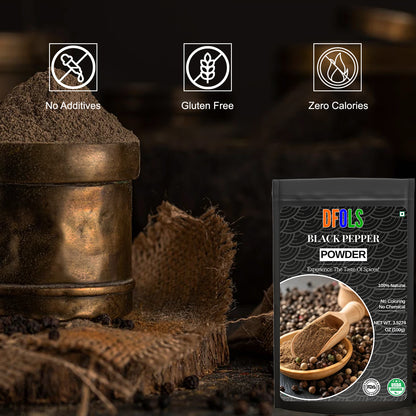 Fine Ground Black Pepper Powder – Strong Aroma & Bold Flavour | Great for Curries, BBQ, Sauces, Soups & Everyday Seasoning - DFOLS
