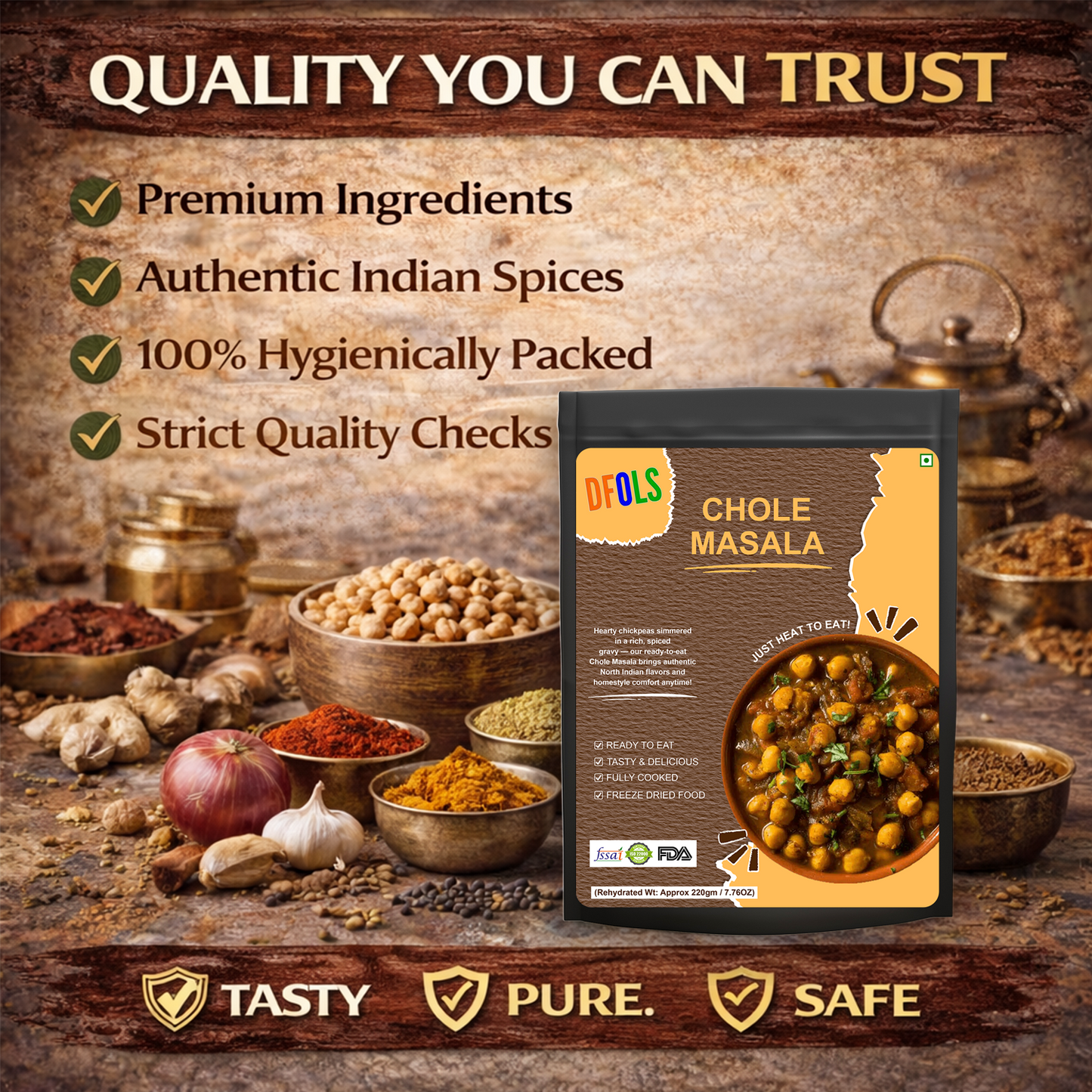 Chole Masala | Authentic Punjabi-Style Chickpeas in Rich Gravy | Ready to Eat | Heat & Serve | Flavorful, Spicy & Delicious North Indian Curry