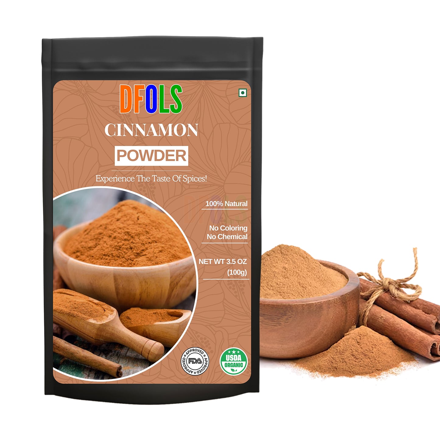 Premium Cinnamon Powder | Aromatic Sweet Spice for Cooking, Baking, Curries, Desserts & Beverages | Perfect for Smoothies, Chai, Coffee & Wellness Remedies | Fresh & Pure - DFOLS