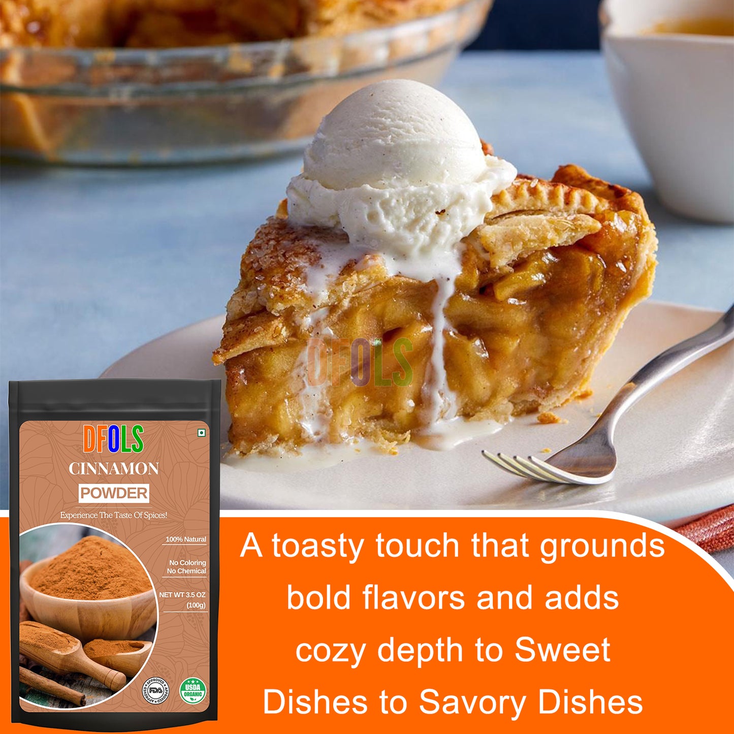 Premium Cinnamon Powder | Aromatic Sweet Spice for Cooking, Baking, Curries, Desserts & Beverages | Perfect for Smoothies, Chai, Coffee & Wellness Remedies | Fresh & Pure - DFOLS