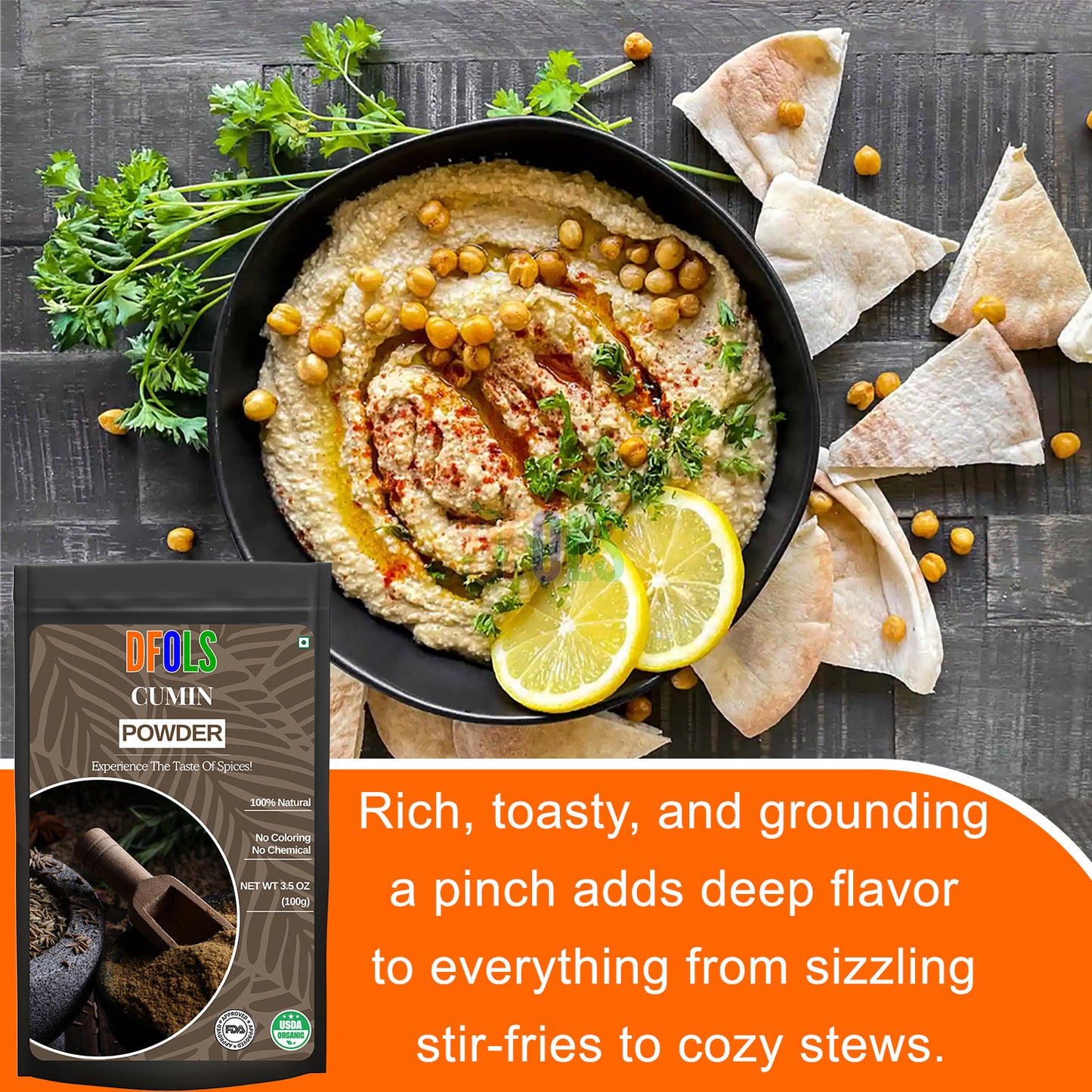 Premium Cumin Powder (Jeera) | Pure, Fresh & Aromatic | Perfect for Curries, Soups, Stews, Baking & Drinks | Rich Earthy Flavor | Ideal for Daily Cooking & Home Remedies - DFOLS