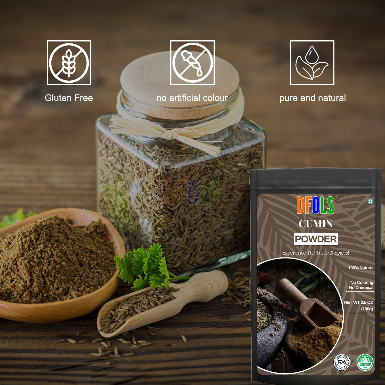 Premium Cumin Powder (Jeera) | Pure, Fresh & Aromatic | Perfect for Curries, Soups, Stews, Baking & Drinks | Rich Earthy Flavor | Ideal for Daily Cooking & Home Remedies - DFOLS