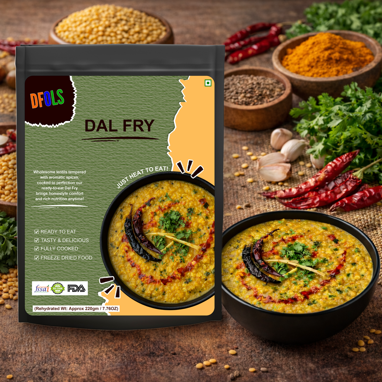 Dal Tadka | Authentic Indian Yellow Lentil Curry | Heat & Serve | Made with Aromatic Spices | Ready-to-Eat Meal | Delicious, Protein-Rich Indian Food
