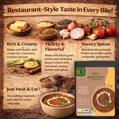 Dal Makhani | Creamy Black Lentils in Buttery Tomato Gravy | Ready-to-Eat Indian Vegetarian Meal | No Preservatives | Shelf-Stable Pack | Authentic North Indian Flavor