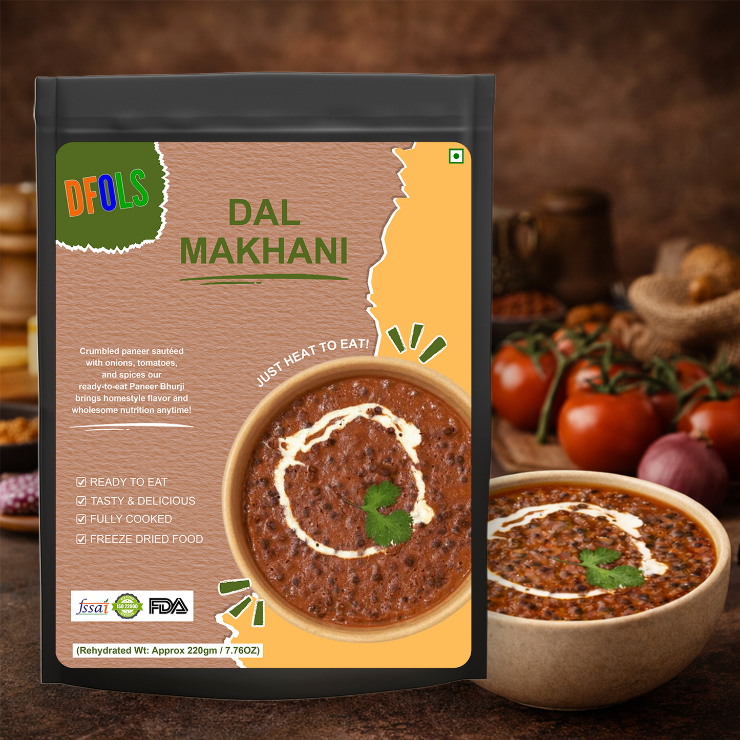 Dal Makhani | Creamy Black Lentils in Buttery Tomato Gravy | Ready-to-Eat Indian Vegetarian Meal | No Preservatives | Shelf-Stable Pack | Authentic North Indian Flavor