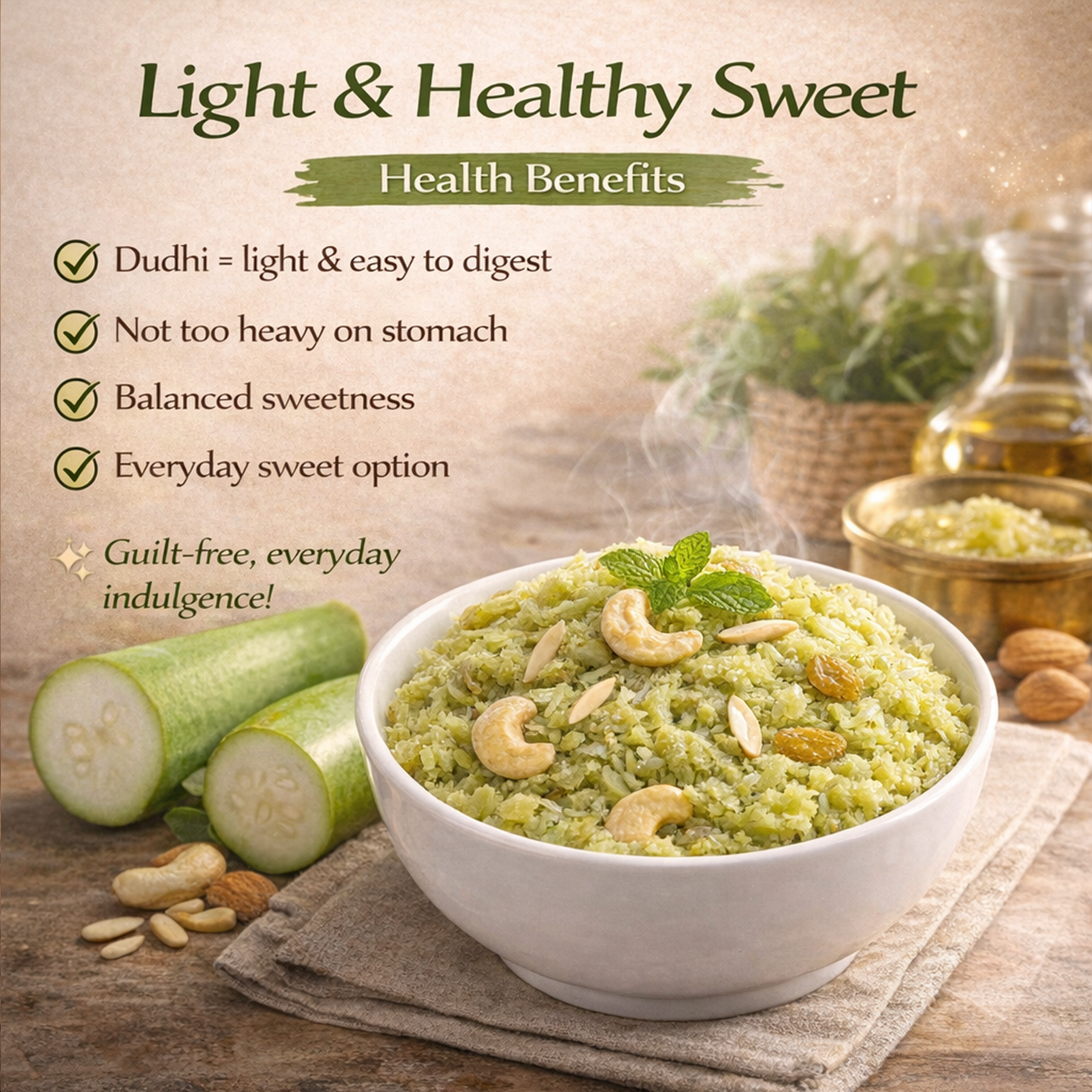 Dudhi Halwa | Authentic North Indian Bottle Gourd Dessert | Ghee-Cooked, Rich & Flavourful | 100% Vegetarian | Traditional Indian Sweet | Fresh & Premium Quality