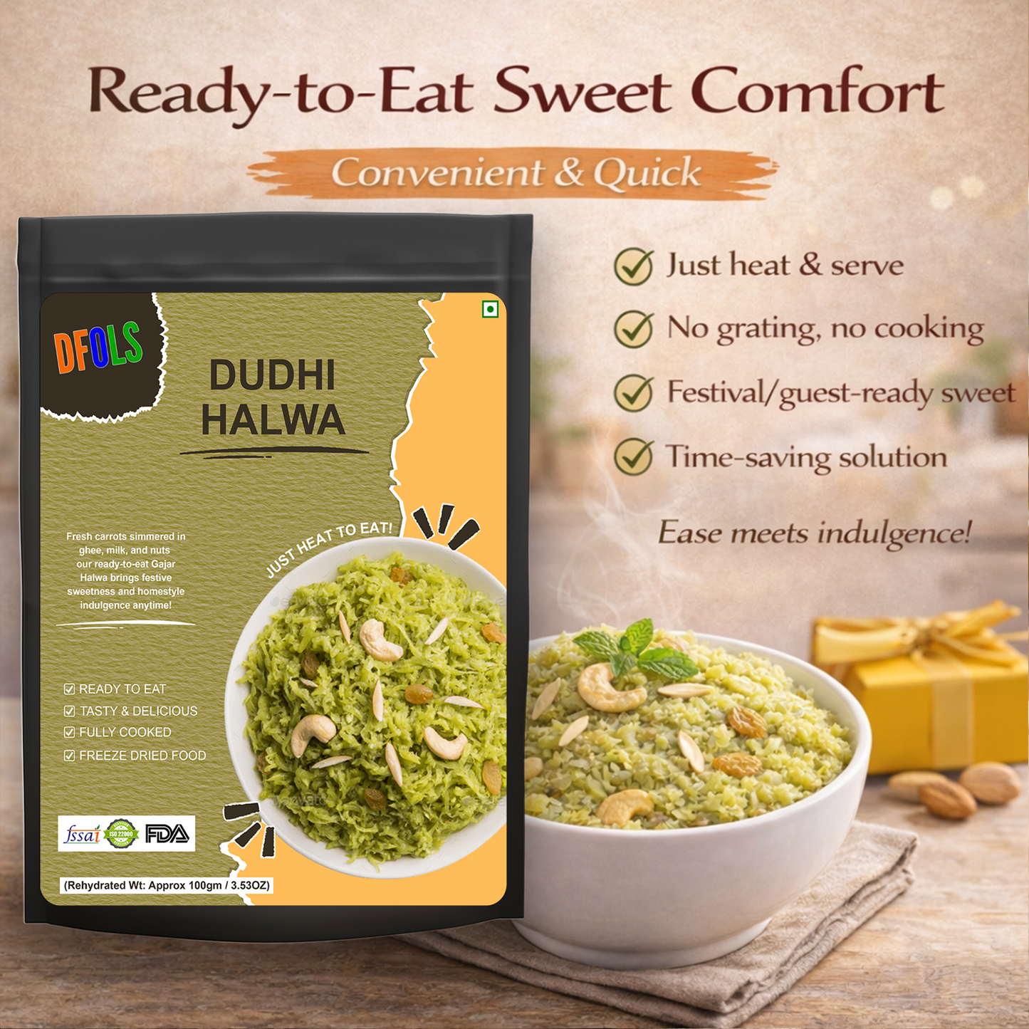 Dudhi Halwa | Authentic North Indian Bottle Gourd Dessert | Ghee-Cooked, Rich & Flavourful | 100% Vegetarian | Traditional Indian Sweet | Fresh & Premium Quality