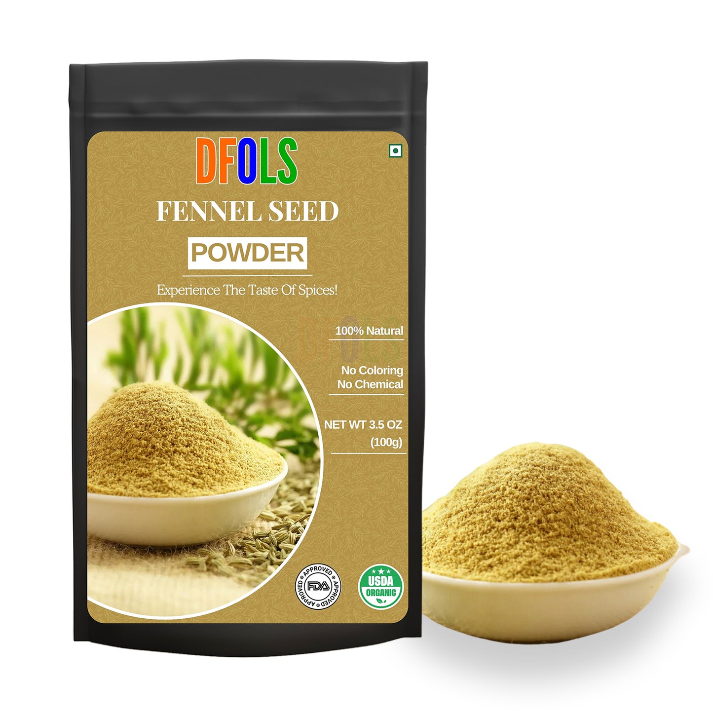 Fennel Powder | Aromatic Ground Spice for Curries, Masalas, Desserts & Herbal Tea | Sweet, Fragrant & Flavorful Cooking Ingredient - DFOLS