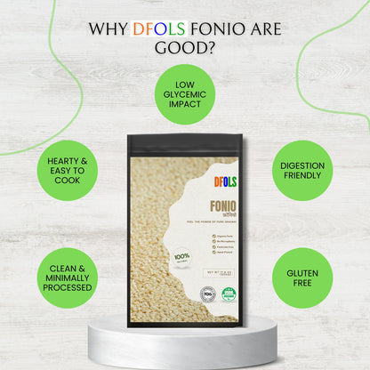 DFOLS Premium Fonio | Ancient African Supergrain | High in Iron, Fiber & Amino Acids | Gluten-Free, Vegan, Non-GMO | Perfect for Porridge, Salads & Healthy Meals