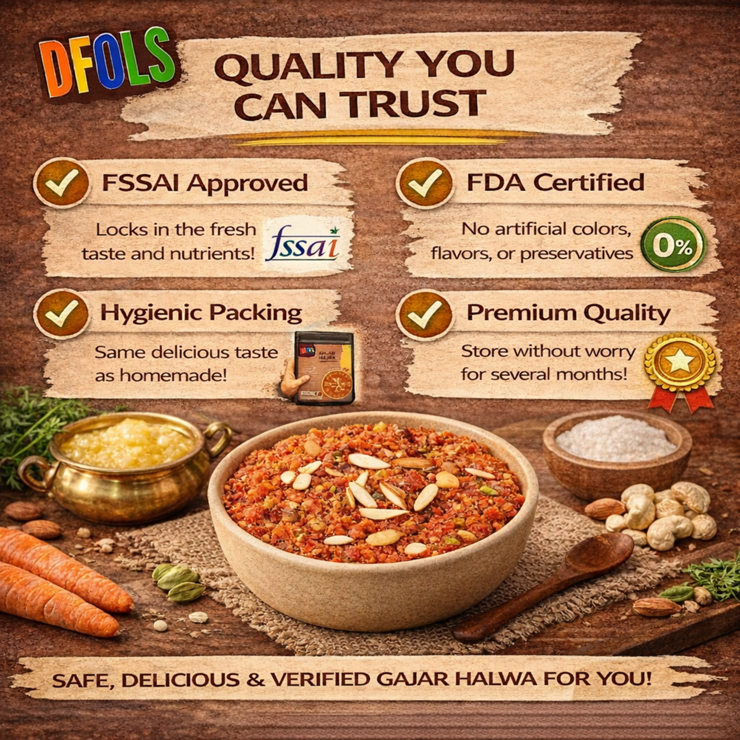 Indian Gajar Halwa | Traditional Carrot Dessert with Ghee & Dry Fruits | Rich, Authentic Taste | Instant Heat & Eat Sweet | Premium Ready-to-Eat Dessert Pack