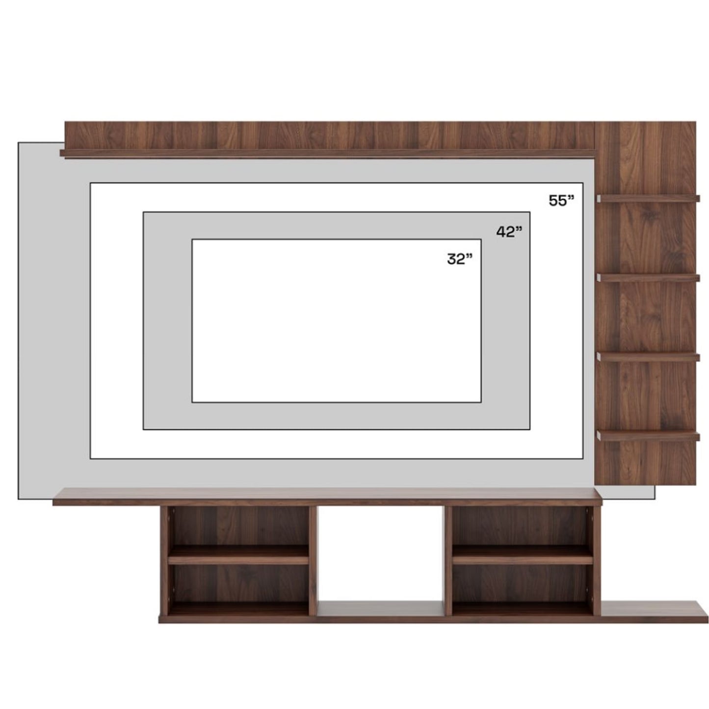 DFOLS Hitch Modern Wall Mounted Engineered Wood TV Unit with Display Shelves