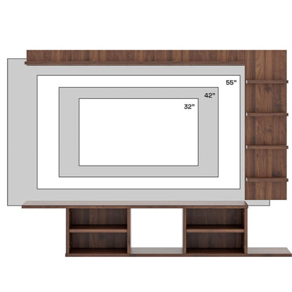 DFOLS Hitch Modern Wall Mounted Engineered Wood TV Unit with Display Shelves