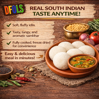 Ready-to-Eat Idli Sambar | Soft Rice Idlis with Authentic Spicy Sambar | No Preservatives | Instant, Convenient South Indian Meal | Heat & Serve Pack