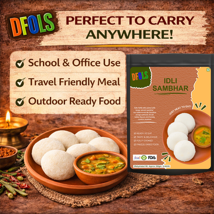 Ready-to-Eat Idli Sambar | Soft Rice Idlis with Authentic Spicy Sambar | No Preservatives | Instant, Convenient South Indian Meal | Heat & Serve Pack