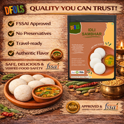 Ready-to-Eat Idli Sambar | Soft Rice Idlis with Authentic Spicy Sambar | No Preservatives | Instant, Convenient South Indian Meal | Heat & Serve Pack