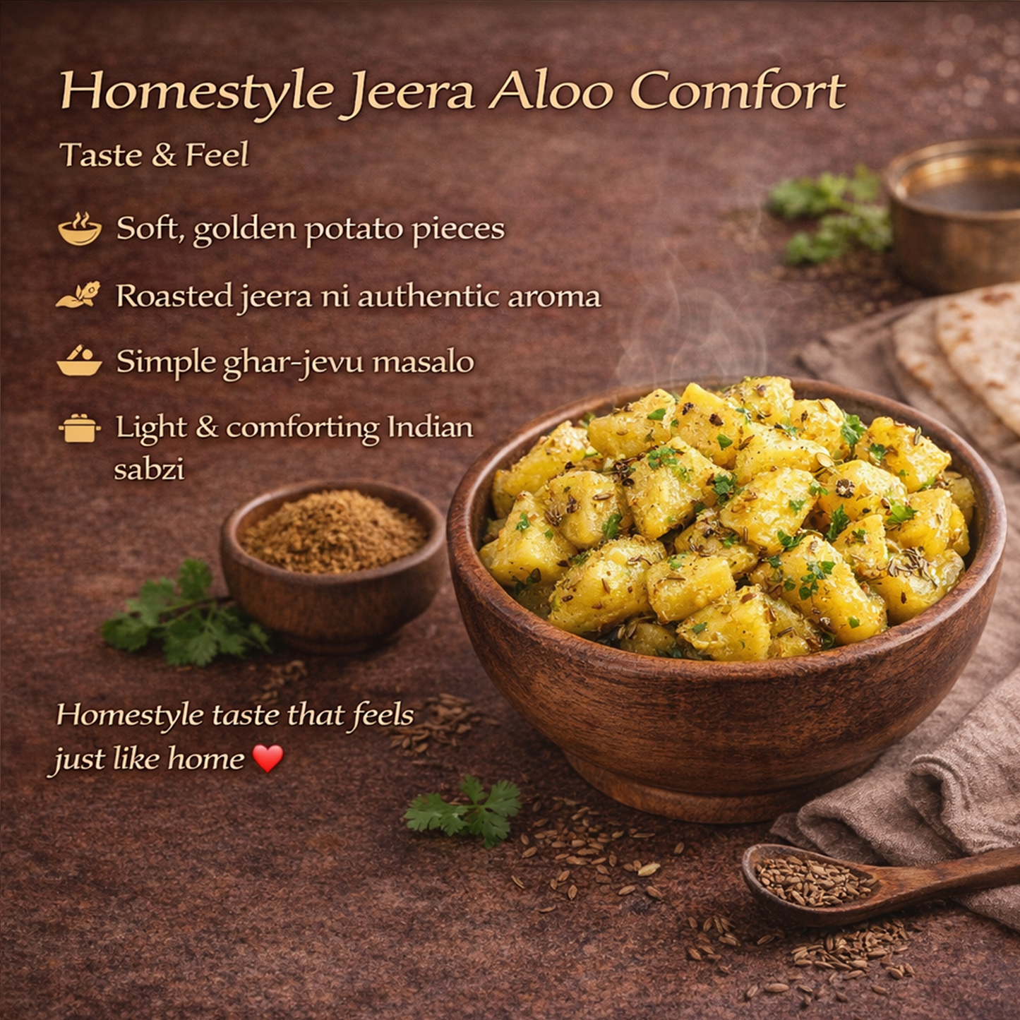 Jeera Aloo | Ready-to-Eat Cumin-Spiced Potato Curry | Authentic Indian Flavour | Heat & Serve Meal | Fresh, Tasty & Convenient Vegetarian Dish