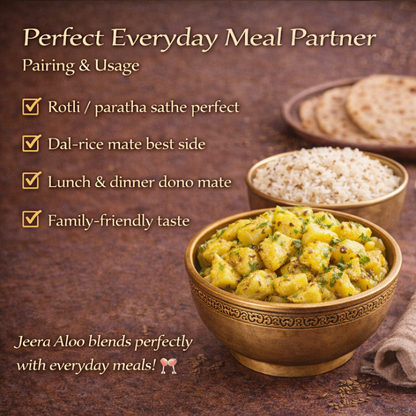 Jeera Aloo | Ready-to-Eat Cumin-Spiced Potato Curry | Authentic Indian Flavour | Heat & Serve Meal | Fresh, Tasty & Convenient Vegetarian Dish