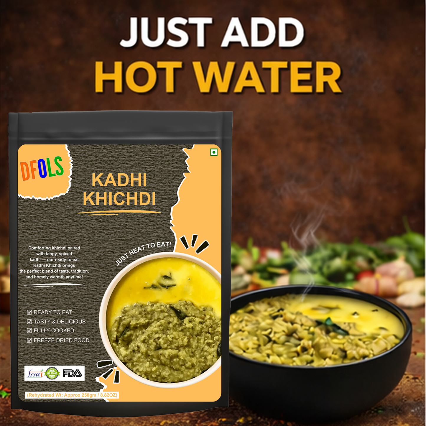 Instant Kadhi Khichdi | Homestyle Moong Dal Khichdi with Kadhi | Vegetarian Ready Meal | No Preservatives | Shelf-Stable, Easy to Prepare | Authentic Indian Flavor