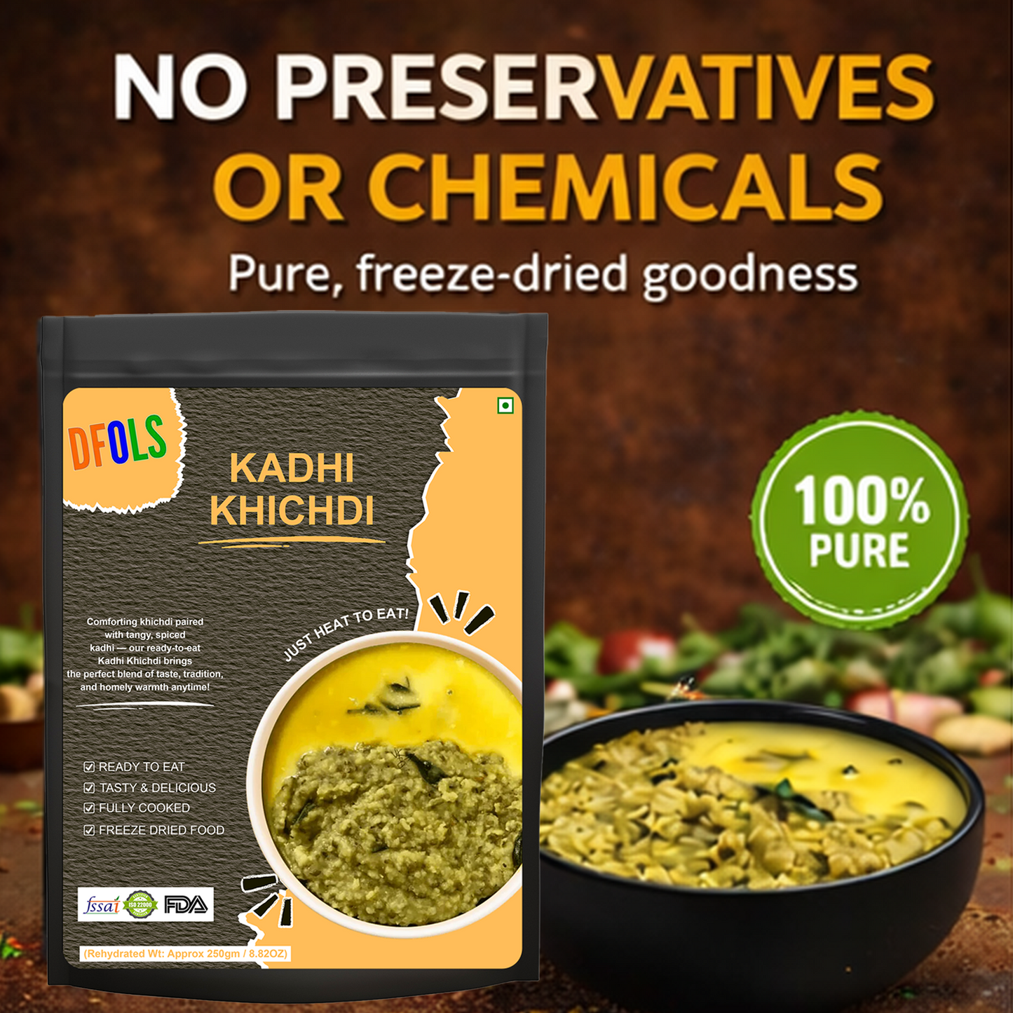 Instant Kadhi Khichdi | Homestyle Moong Dal Khichdi with Kadhi | Vegetarian Ready Meal | No Preservatives | Shelf-Stable, Easy to Prepare | Authentic Indian Flavor